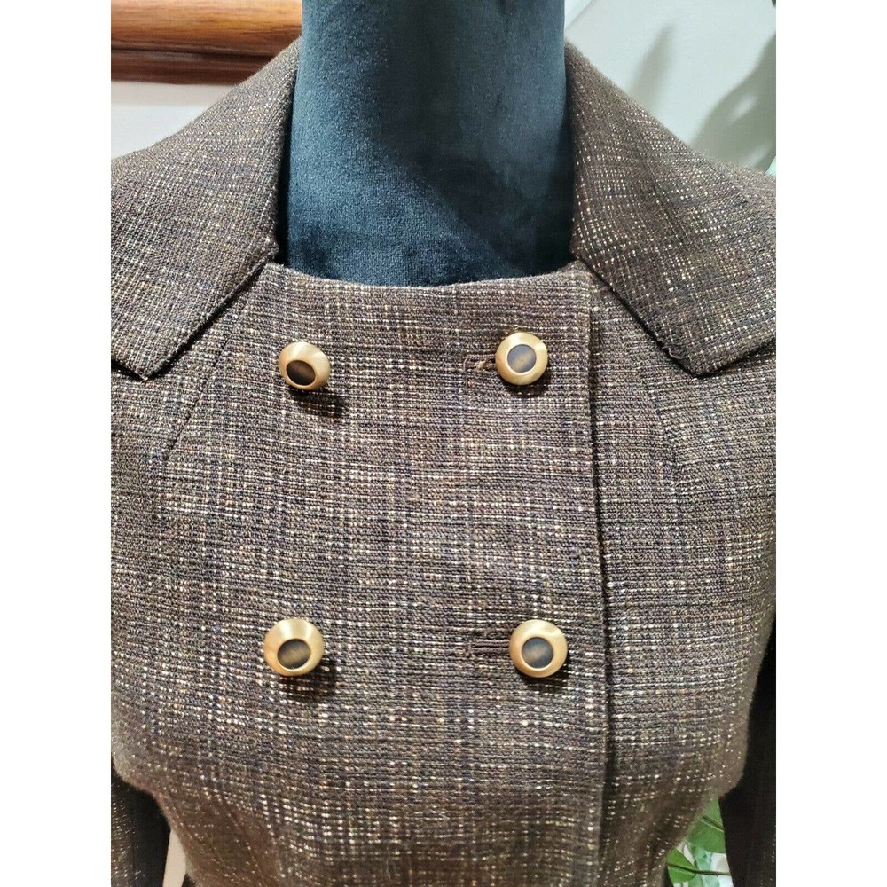 Antonio Melani Women Brown Polyester Long Sleeve Double Breasted Blazer Size 6 - Picture 2 of 11